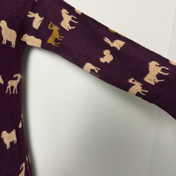 Knitted Dove Novelty Animal Print Cardigan Sz S Long Line Fitted V-neck y2k 90s - Picture 4 of 10